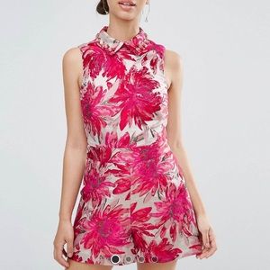 Playsuit by ASOS Premium jacquard with embellished collar